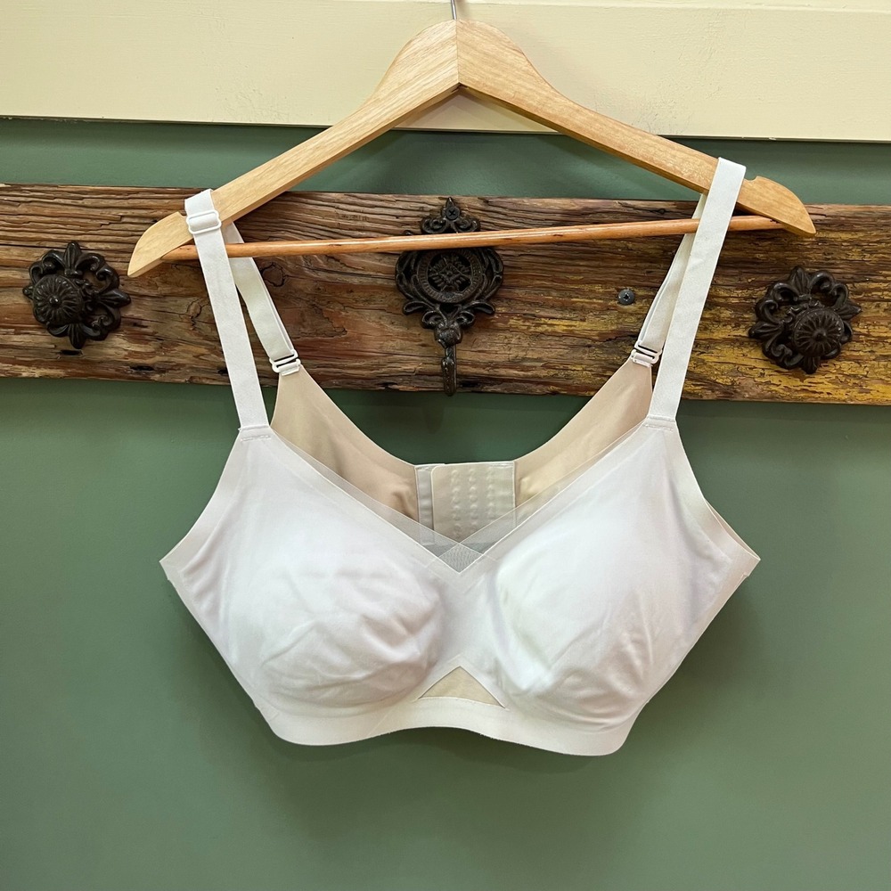 Honeylove Silhouette Bra Beige Wire-Free Seamless Mesh Trim Size 1X HL-BR-S02